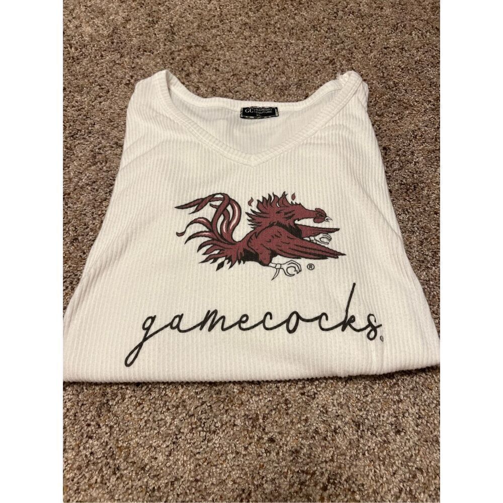 Gameday Couture Gamecocks ribbed white Top XLarge